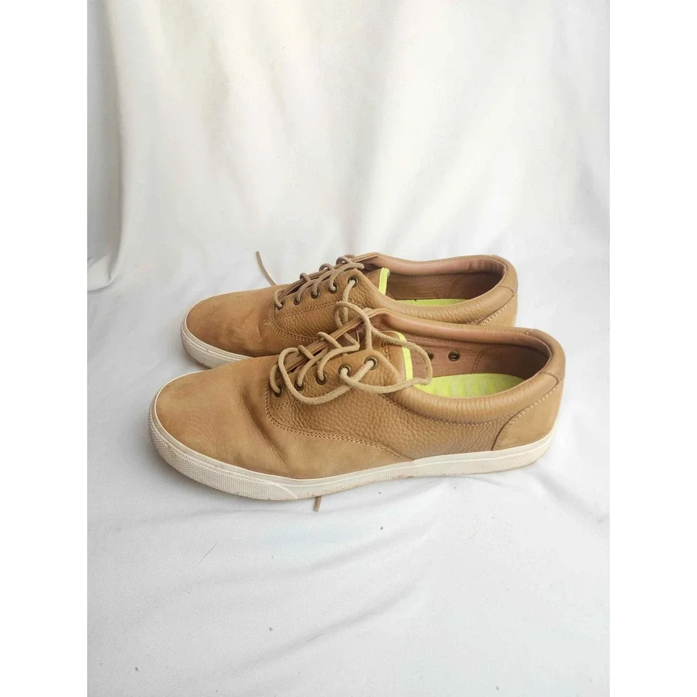 Sperry Mens Captains CVO Leather Sneakers Tan Low Top Size 11